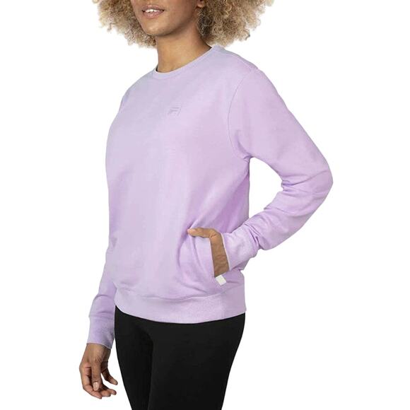 FILA French Terry Pocket Sweatshirt Crew Neck Relaxed Fit Orchid Bloom Size S - Picture 2 of 12